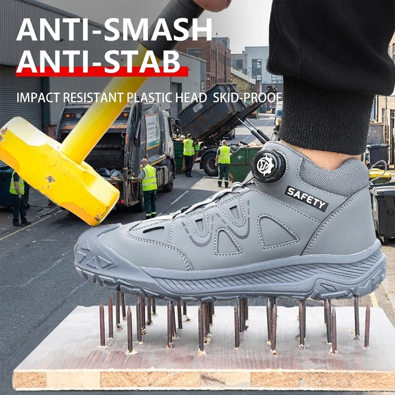 High Cut Steel Toe Anti-Puncture Rubber Sole Kick Resistant Safety Shoes Unisex for Construction work shoes Protective shoes