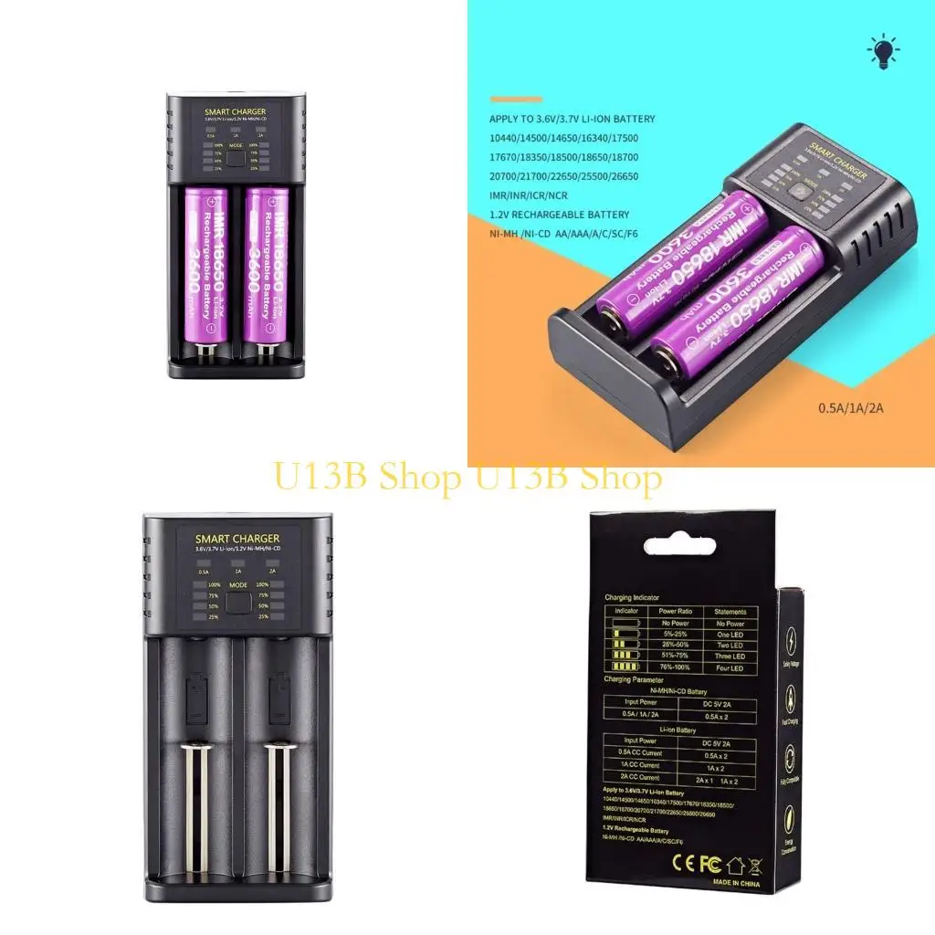 U13B Intelligent Battery 2CH for 1.2V Ni-MH Ni-Cd Rechargeable Battery AA-AAA