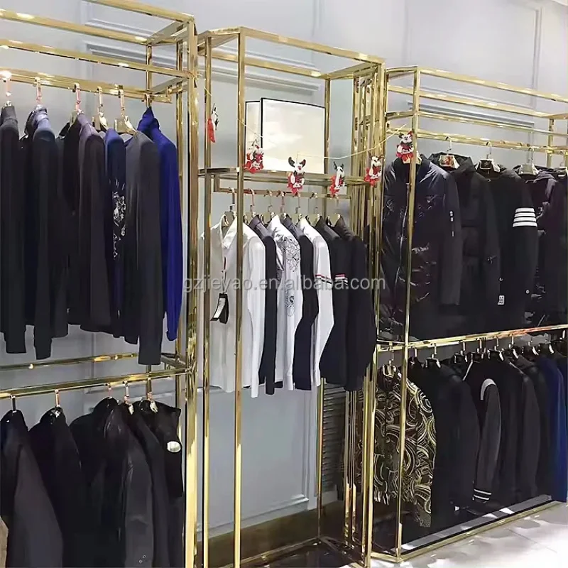 custom.High End Shop Furniture Garment Display Stand Clothing Rack Glod Retail Clothes Display