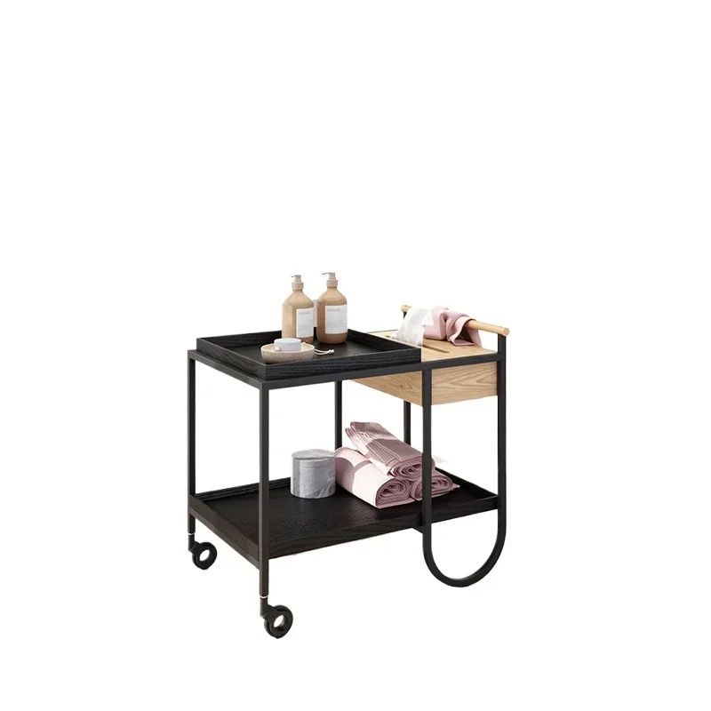 

Simple furniture trolley Nordic solid wood edge, sofa side cabinet movable corner designer easy to use