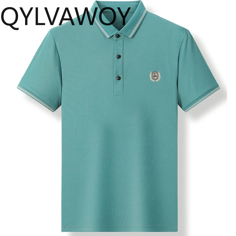 

QYLVAWOY T-shirts for Men Short Sleeve Top Business Casual T-shirt Summer Clothes Polo T-shirt Loose Fit 2024 Мужская Одежда