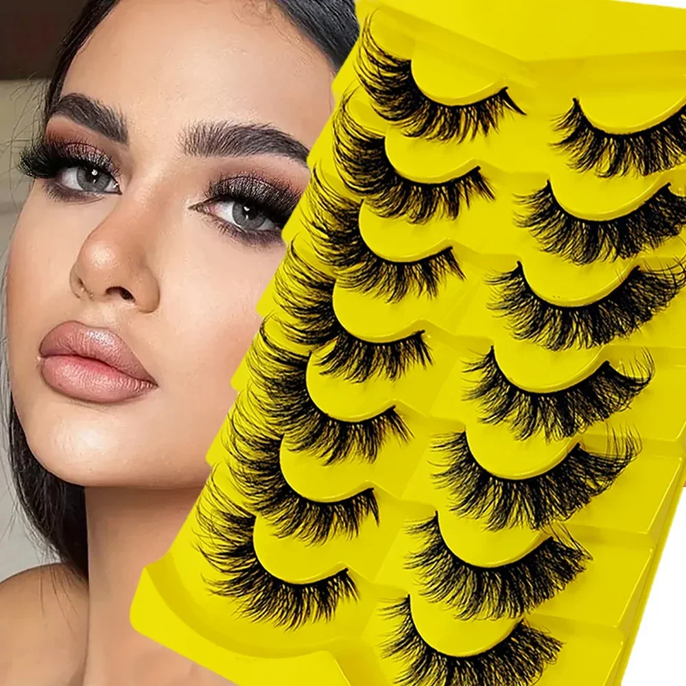 7 Pairs Cat Eye Eyelashes 3D Natural False Lashes Fluffy Soft Cross Manga Lashes Wispy Natural Eyelash Extension Makeup