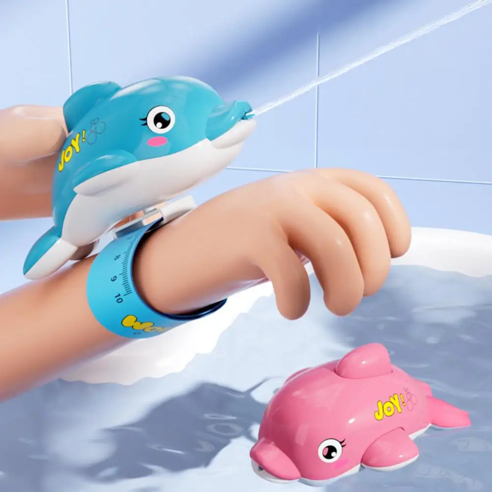 Water Guns Toys Mini Wrist Spray Turtle Dolphin Bath Toy with Adjustable Strap Spray Water Gun for Kids Outdoor Bath Play Gift