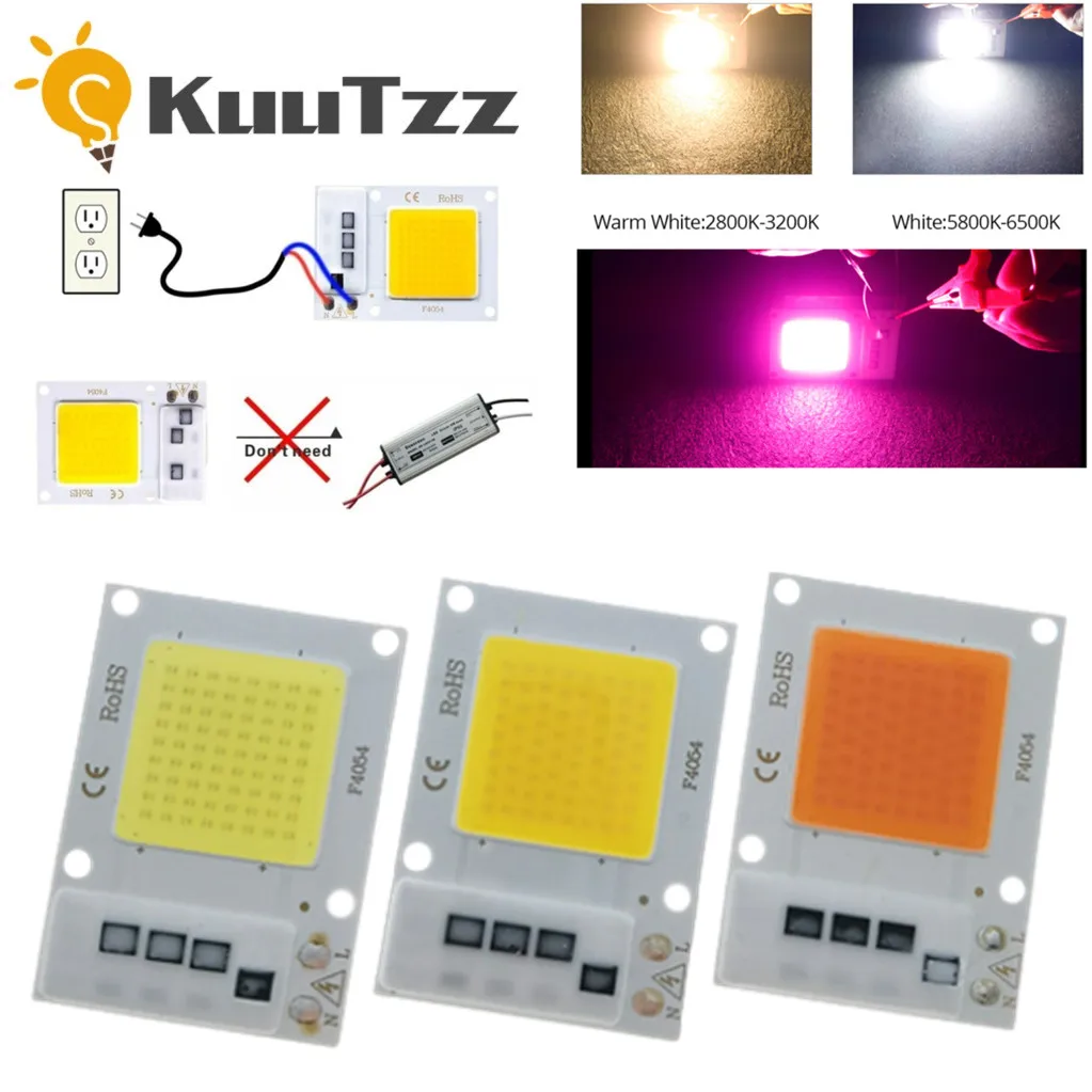 Chip LED COB de 110V, 220V, 10W, 20W, 30W, IC inteligente sin controlador, cuentas de lámpara LED para reflector, foco de iluminación artesanal,