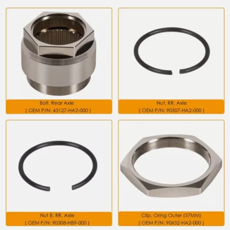 Rear Axle Lock Jam Sleeve Nut & Clips Kit for Honda FourTrax 250 300 350 TRX250X TRX300EX TRX400 TRX450 ATC350X ATC250R