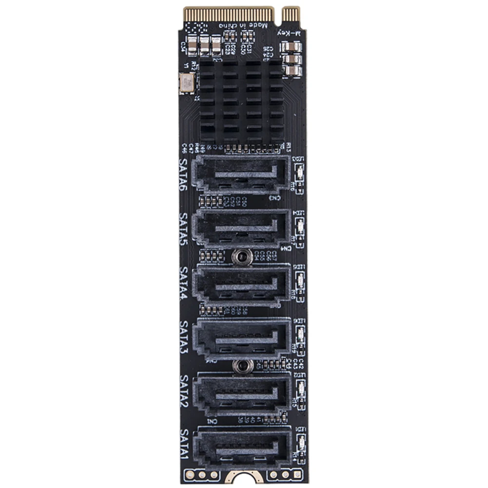 M.2 MKEY PCI-E Riser Card 5/6 Port Adapter Card M.2 To SATA 3.0 Converter NVME To SATA SATA3.0 Adapter 6Gpbs Support PM Function