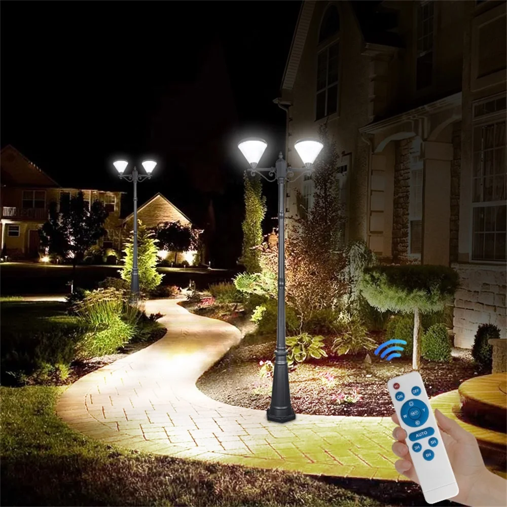 

200W Remote Control Solar Light 86inch IP65 Waterproof Outdoor Double Head Solar Street Light Dusk to Dawn Garden Path Light