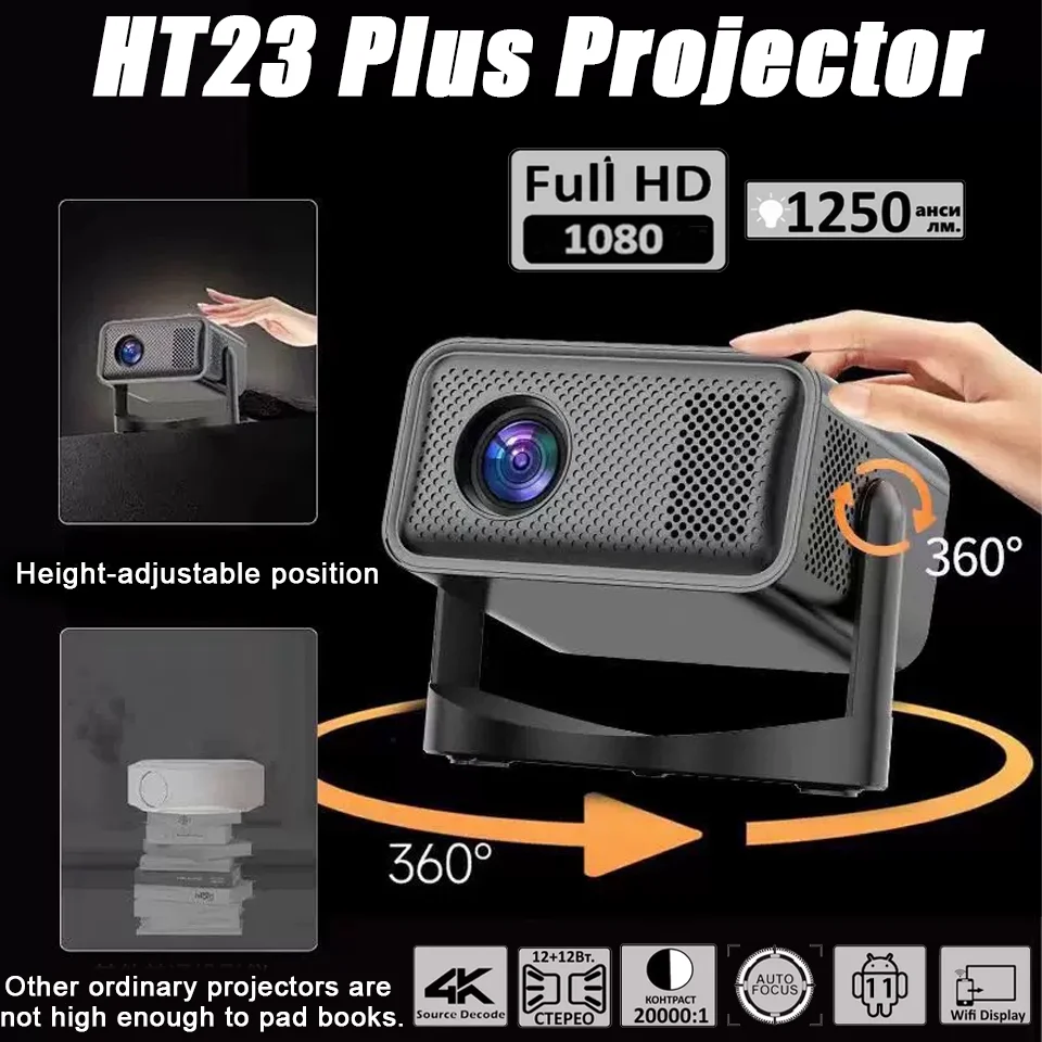 جهاز عرض صغير محمول أصلي جديد 2025 مع بطارية مدمجة 4K يدعم واي فاي ثلاثي الأبعاد لأجهزة عرض المسرح المنزلي الليلية للأفلام الخارجية