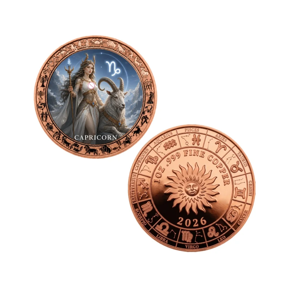 12 Zodiac Signs Goddess Art .999 Pure Copper Commemorative Coin 1oz Color Printed Copper Coin Lucky Home Decor Collectible Gift