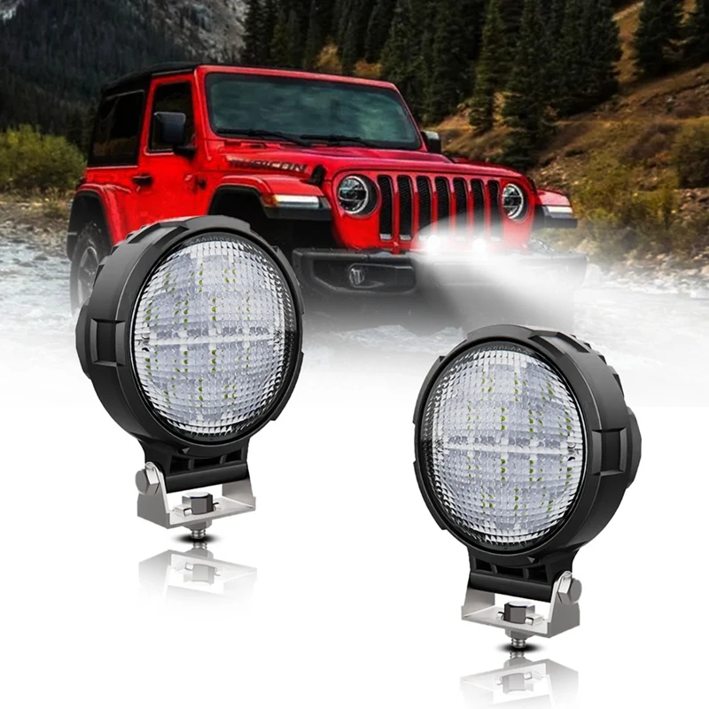 Round LED Diffused Light Pods, 2PCS 4 Inch 140W LED Off Road LED Work Lights Ditch Light Fog Lamp Waterproof ATV Lights