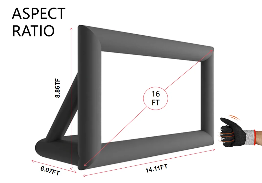 

16 feet Inflatable Portable Projector Movie Screen Huge Air-Blown Cinema Projection Screen Package with Rope Blower Tent Stakes