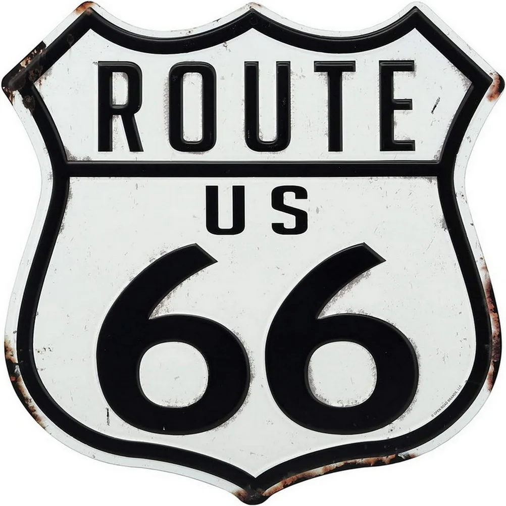 Route 66 American Dreams Shield Metal Tin Signs Posters Plate Wall Decor for Garage Bars Man Cave Cafe Clubs Home Retro Posters