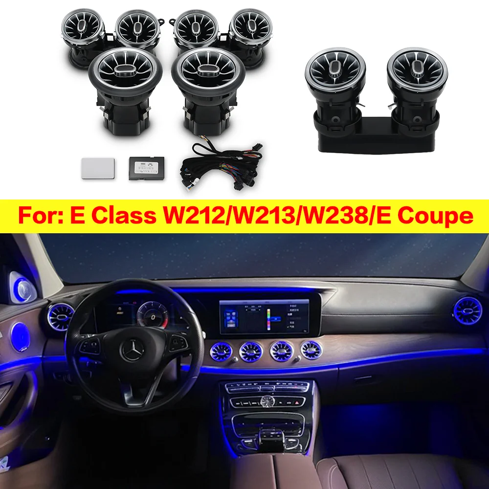 

W213 W212 W238 E Couple Front And Rear Air Vent Outlet With Ambient Light For Mercedes Benz E-class 807/808/809 2016+ 64 Colors