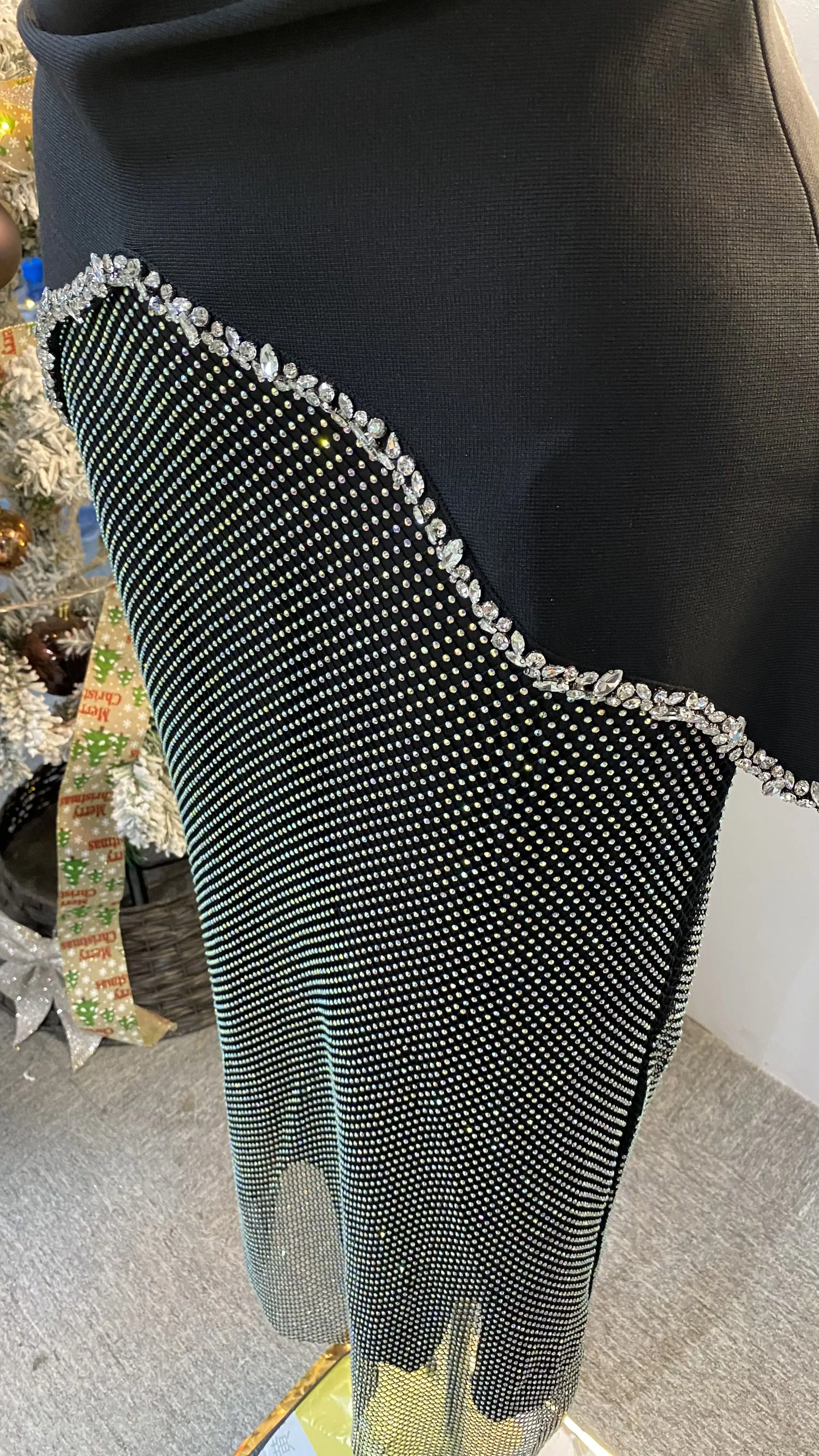 Hohe Qualität Frauen Sexy Trägerlosen Zwei Stück Funkelnden Diamant Bodycon Anzug Nachtclub Party-GZMM477