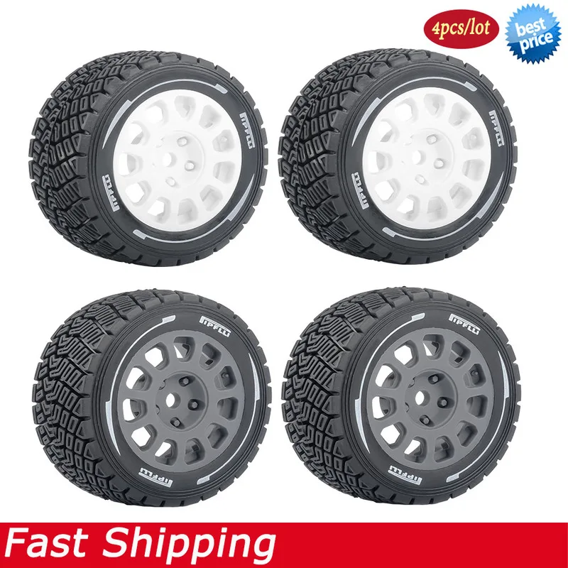 RC WRC Rally Rubber Tires and Wheel Rims for 1/14 MJX Tamiya M-Chassis RX12 ZD Racing Lalalo On Road Racing Car Upgrade Parts