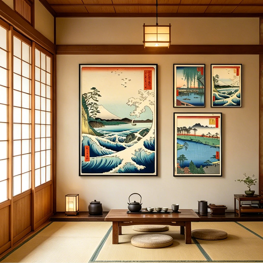 1pc frameless Canvas Painting Ukiyo-e Fuji Mountain Wall Art Vintage Japanese Landscape Poster Prints Wave Living Room Decor Tra