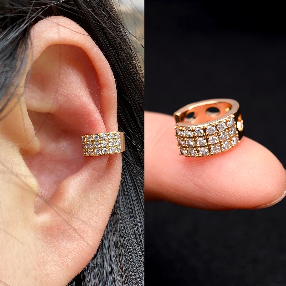 1 stück Mode Gold Farbe Blatt Clip Ohrring Für Frauen Ohne Piercing Puck Rock Vintage Kristall CZ Ohr Manschette Mädchen party Jewerly