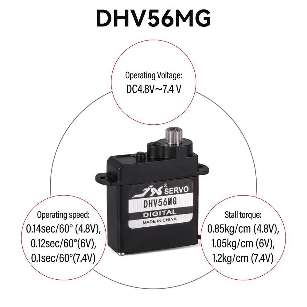 JX Servo DHV56MG Digital Coreless 1.2kg 0.10sec Metal Gear HV 5.6g DS Servo For RC Car Robot Airplane Aircraft Drone RC Model