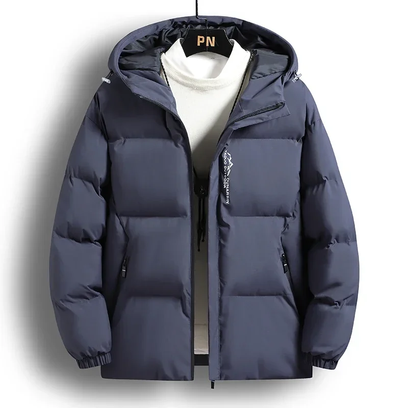 Winter Hooded Parka Jacket Man Cotton-padded Jackets for Middle-aged Man Thick Warm Coat for Man Windproof Short Zipper Overcoat