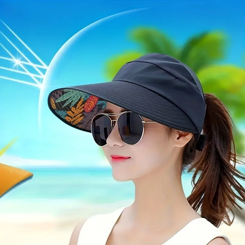 

Women Wide Brim Sun Protection Visor Sun Hat, Anti-UV Lightweight Breathable Foldable Beach Hat for Outdoor Sport Cycling Drive