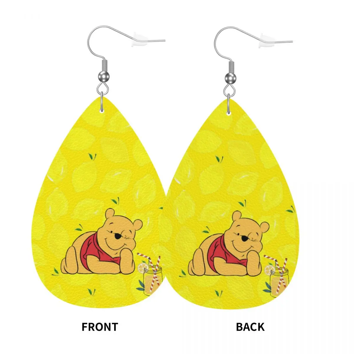Custom Winnie The Pooh Dangle Drop Earrings Leather Earrings for Women Fashion For Party view 3
