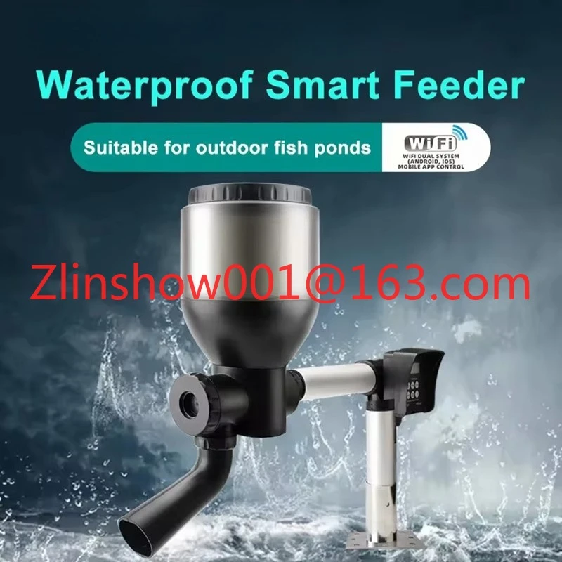 High Capacity Auto Pond Fish Feeder Aquariums WIFI Timing Ration Feeding Auto Koi Timer Goldfish Fish Pond Feeder Shrimp Tube