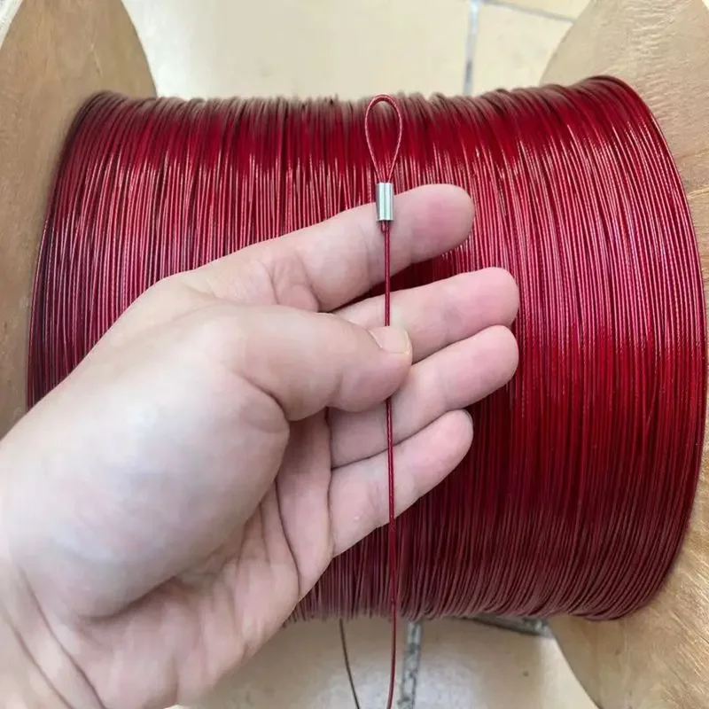 

0.38mm to 1mm Soft wire rope red 304 stainless steel plastic-coated wire hanging lighting hanging fishing line wire rope