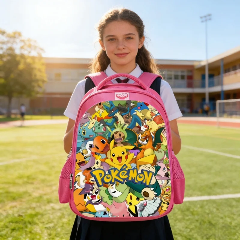 ポケモンピカチュウバックパック-16-インチ漫画少年少女スクールバッグ黒整形外科用モチラ漫画スクールバッグ
