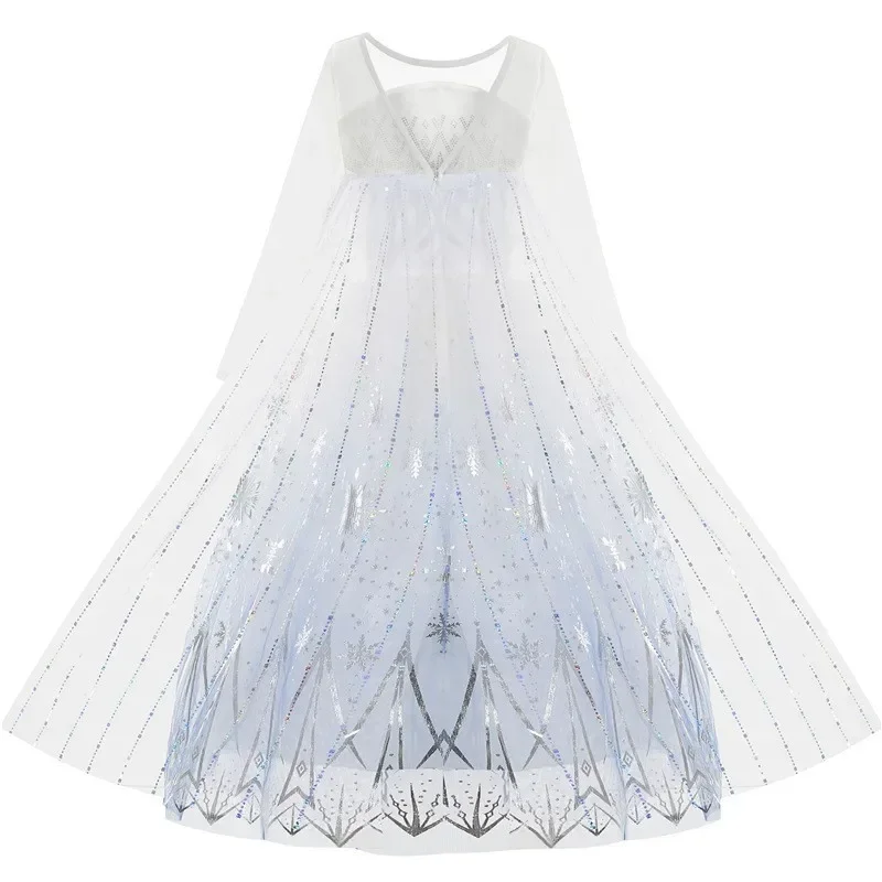 Ee01 elsa trajes para meninas cosplay princesa vestido de aniversário longo branco neve rainha vestidos halloween carnaval roupas & 0ww
