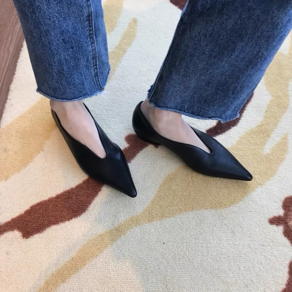 Trend Women Pointed Toe Dress Shoes Flats Work Shoe Retro Oxford Shoes Mules Casual Ladies Shoes Walking Leather Single Shoes image 6