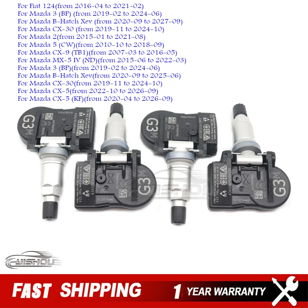 

TPMS BDEL-37-140 Датчик давления в автомобильных шинах 433 МГц для Mazda 2 CX-9 Mazda 3 MX-5 CX-30 CX-5 B-Hatch Mazda 5 BDEL37140 BHB637140