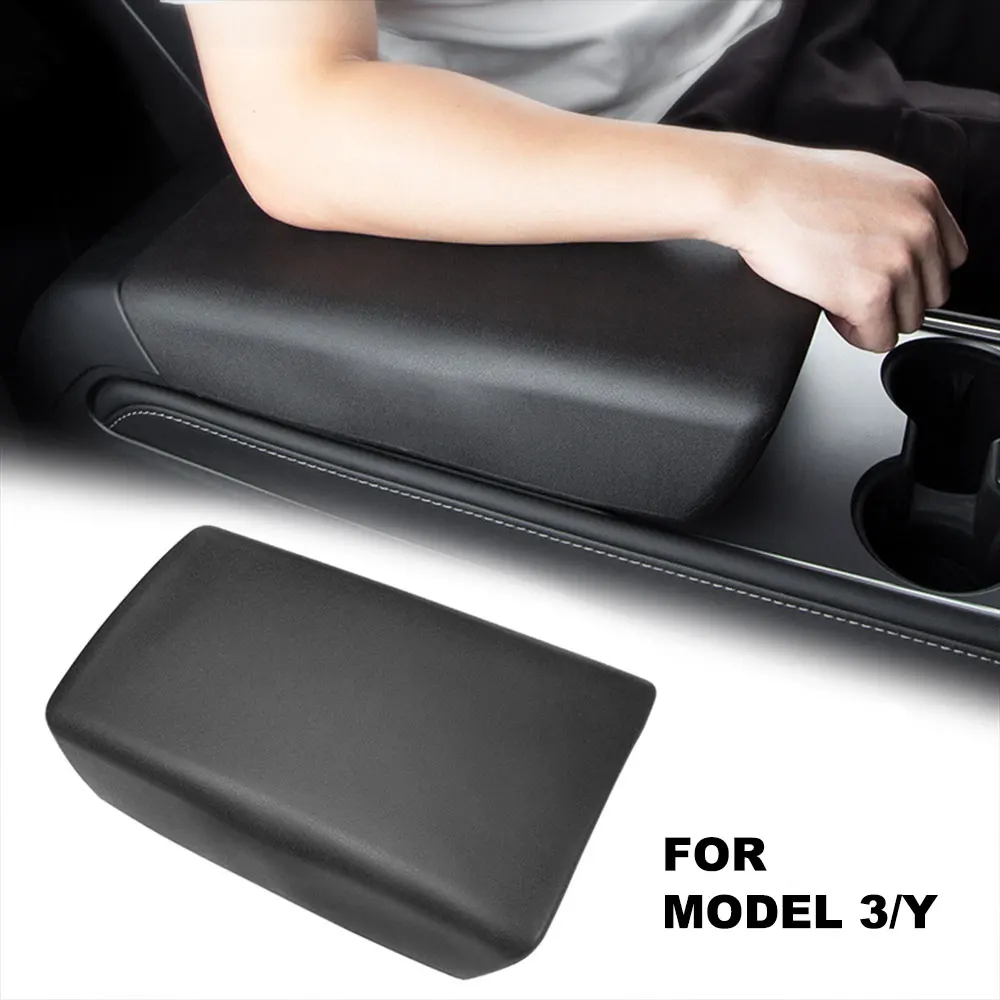 For Tesla Model 3 Y Car Armrest Box TPE Soft Car Armrest Cushion Center Console White Arm Rest Cover Interior Car Accessories