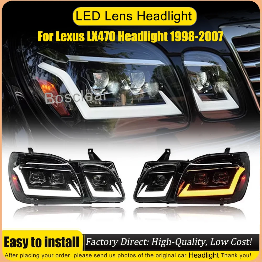 

2 шт. автомобильные фары для Lexus LX470 в сборе 1998-2007 светодиодный проектор фары дневные ходовые огни автомобильные аксессуары