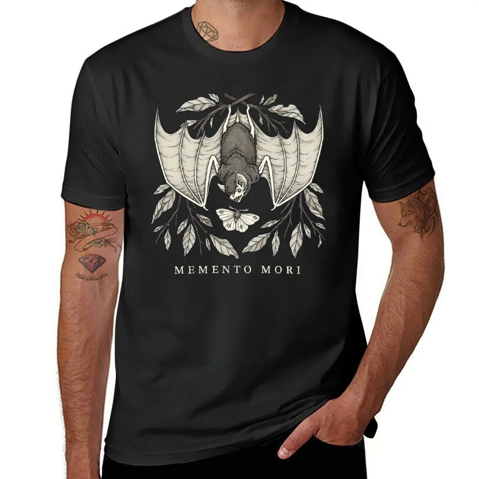 

MEMENTO MORI Bat and Moth Fairy Grunge Whimsigoth Vintage Art T-Shirt graphics animal prinfor boys t shirts for men