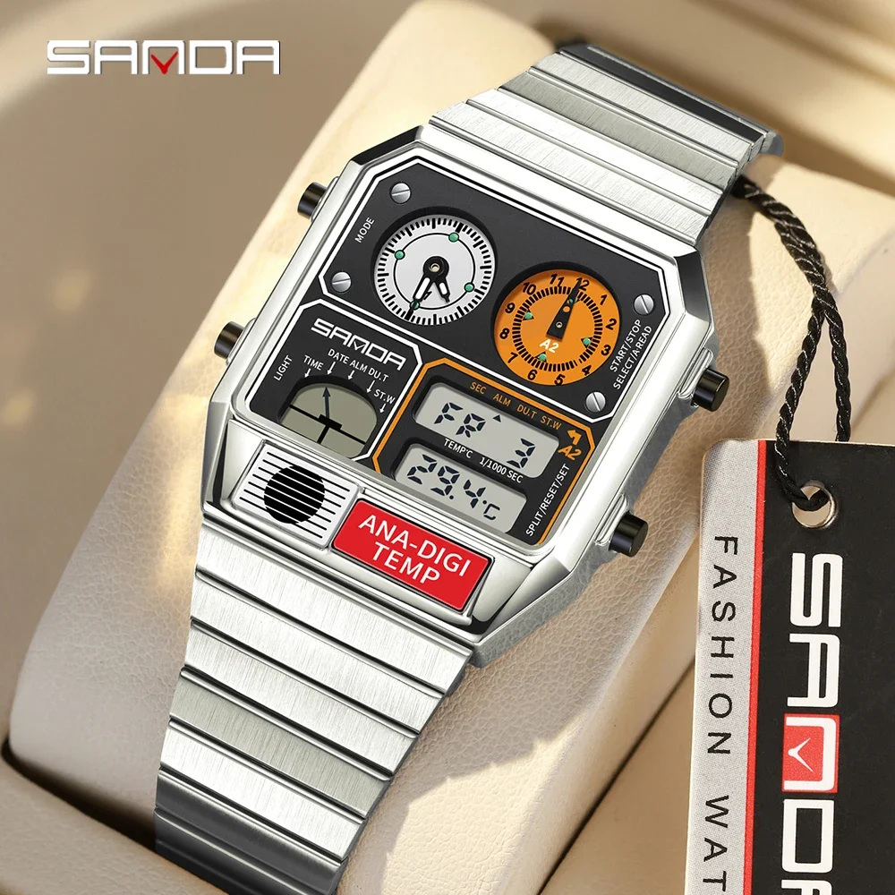 

SANDA Top Electronic Watch for Men's Youth and Leisure Multi functional Temperature Gauge Stopwatch Timing Electronic Watch 3192