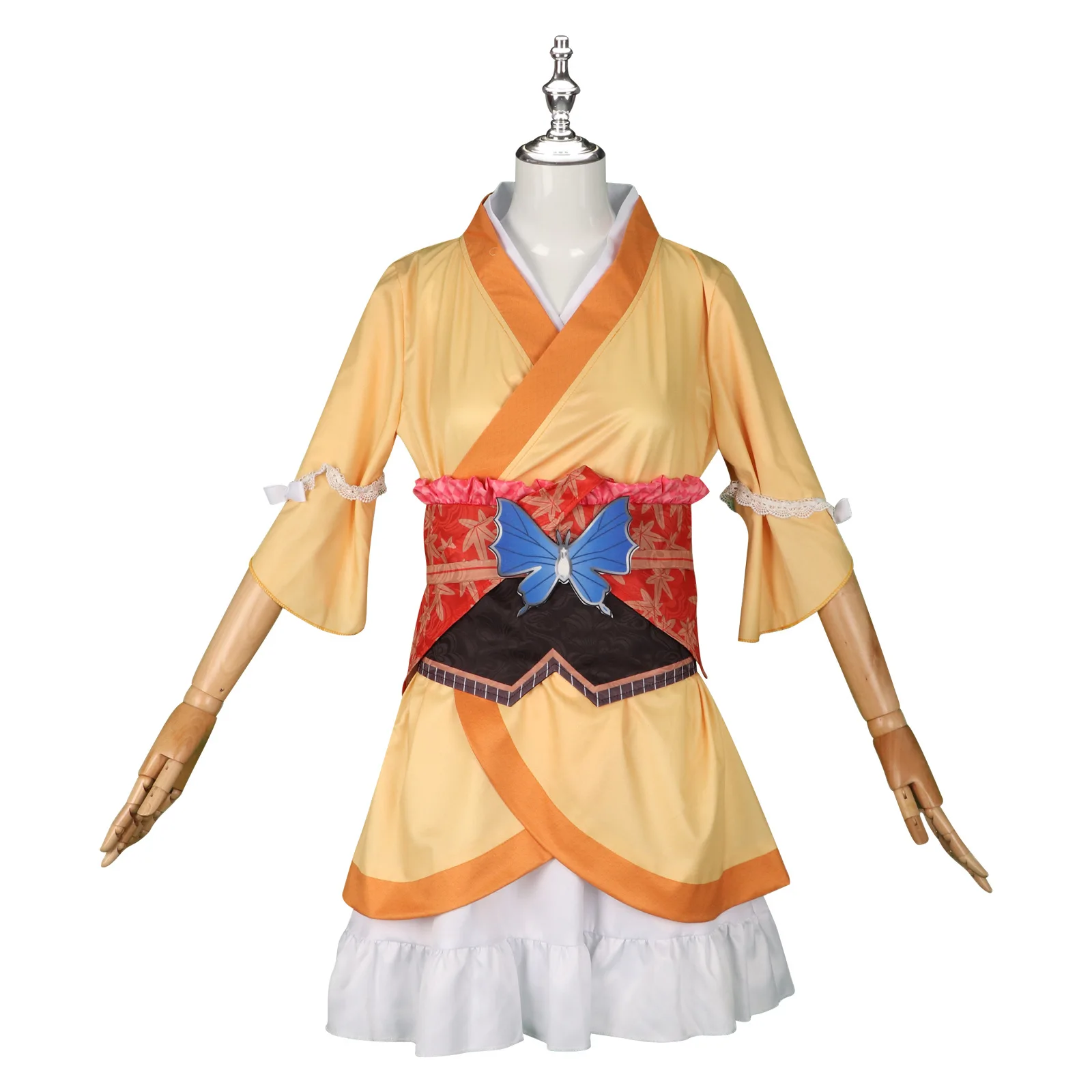 Anime Game Senren*Banka Kurama Koharu Cosplay Costume Japanese Yellow Kimono Skirt Lolita Woman Lovely Kawaii Halloween Suit