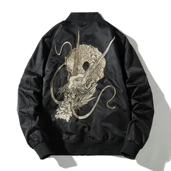 Men Embroidery Bomber Jacket Dragon Chinese Autumn Winter Pilot Jacket Men Hip Hop Coat Male Fashion Rock Youth Streetwear 2019