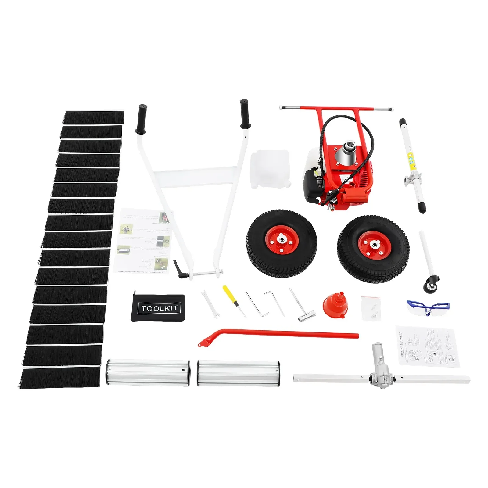 مكنسة ساحة العشب التي تعمل بالبنزين 1.7 حصان 23.62 بوصة عرض كنس حطام فعال وتنظيف أوراق الشجر تتضمن مجموعة أدوات ونظارات #6