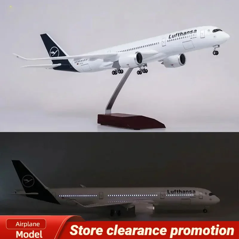 50.5CM 1/142 A350 Scale Model W LED Airplane Airbus Light Lufthansa Airline Night Accessories Home Decor Calendar Makeup Room