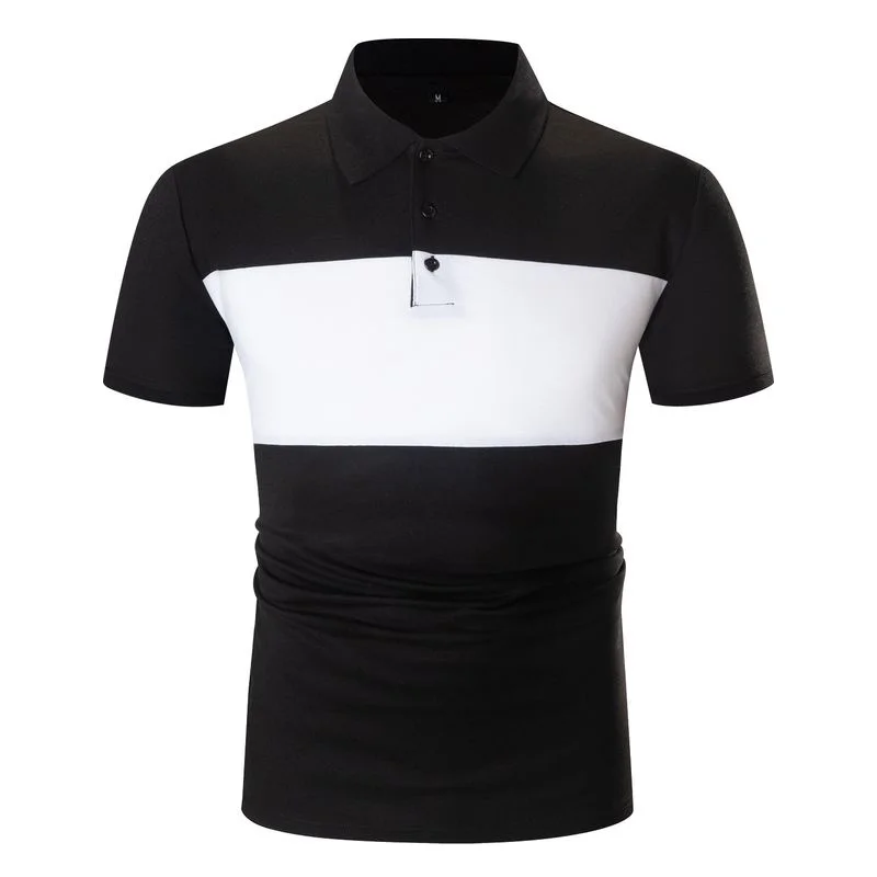 

White Black Contrast and High Quality Casual Fashion Polo Shirt Men's Neckline Design FM740-2