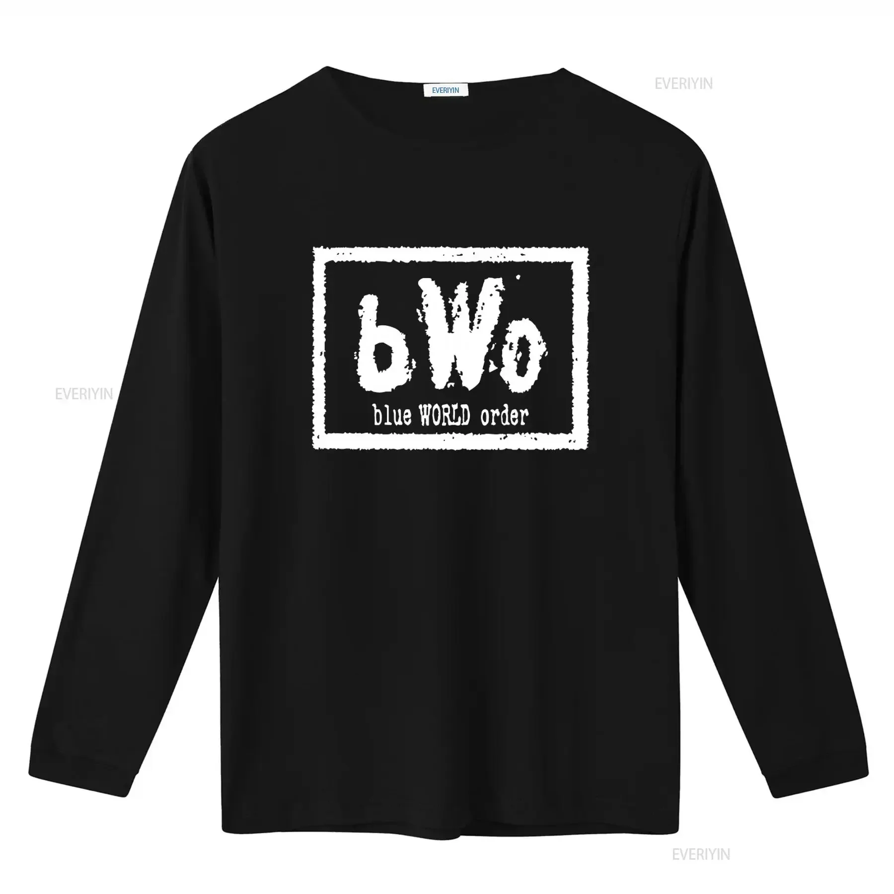 Retro Blue World Order BWO Men's T Shirt Fits Large Ecw Style with Bold Print vintage Washed Soft Slightly Casual Unisex