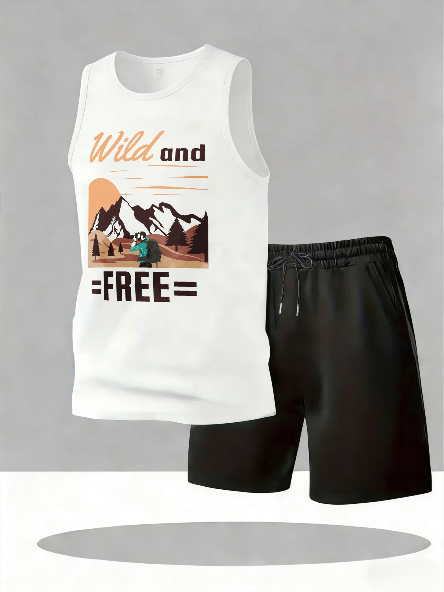 

Men's Tank Top Sets 2026 Summer Quick drying oversize Breathable Y2k tracksuits running crewneck seaside sports men's suits