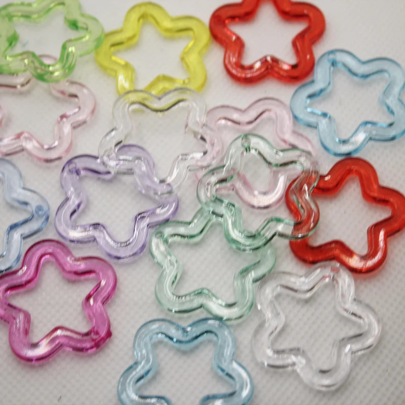 30MM Transparent Pentagram Pendants Colorful Acrylic DIY Accessories for Keychains Earrings Handcraft Supplies
