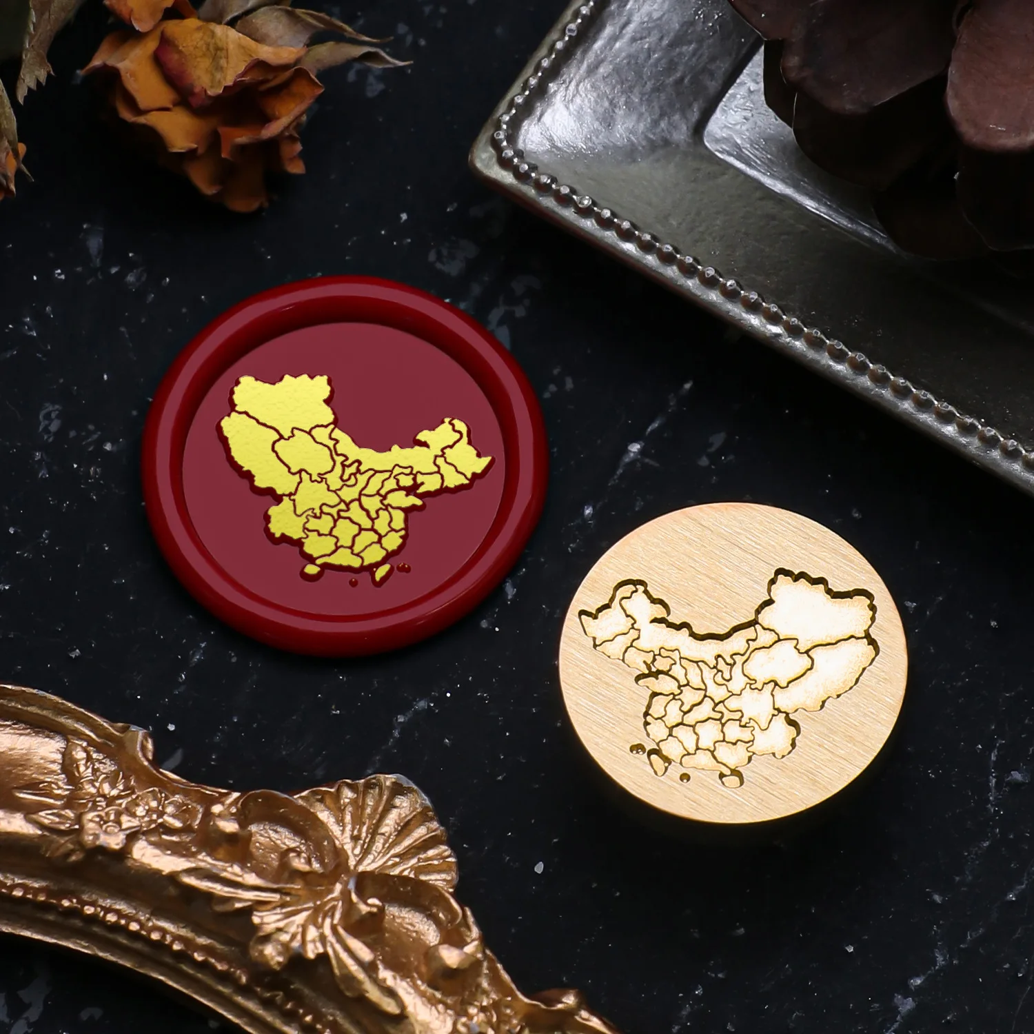 Map Series Wax Seal Stamp Solid Copper Head Asia Europe South America Stamp Sealing For Handbook Scrapbooking Invitation Decor