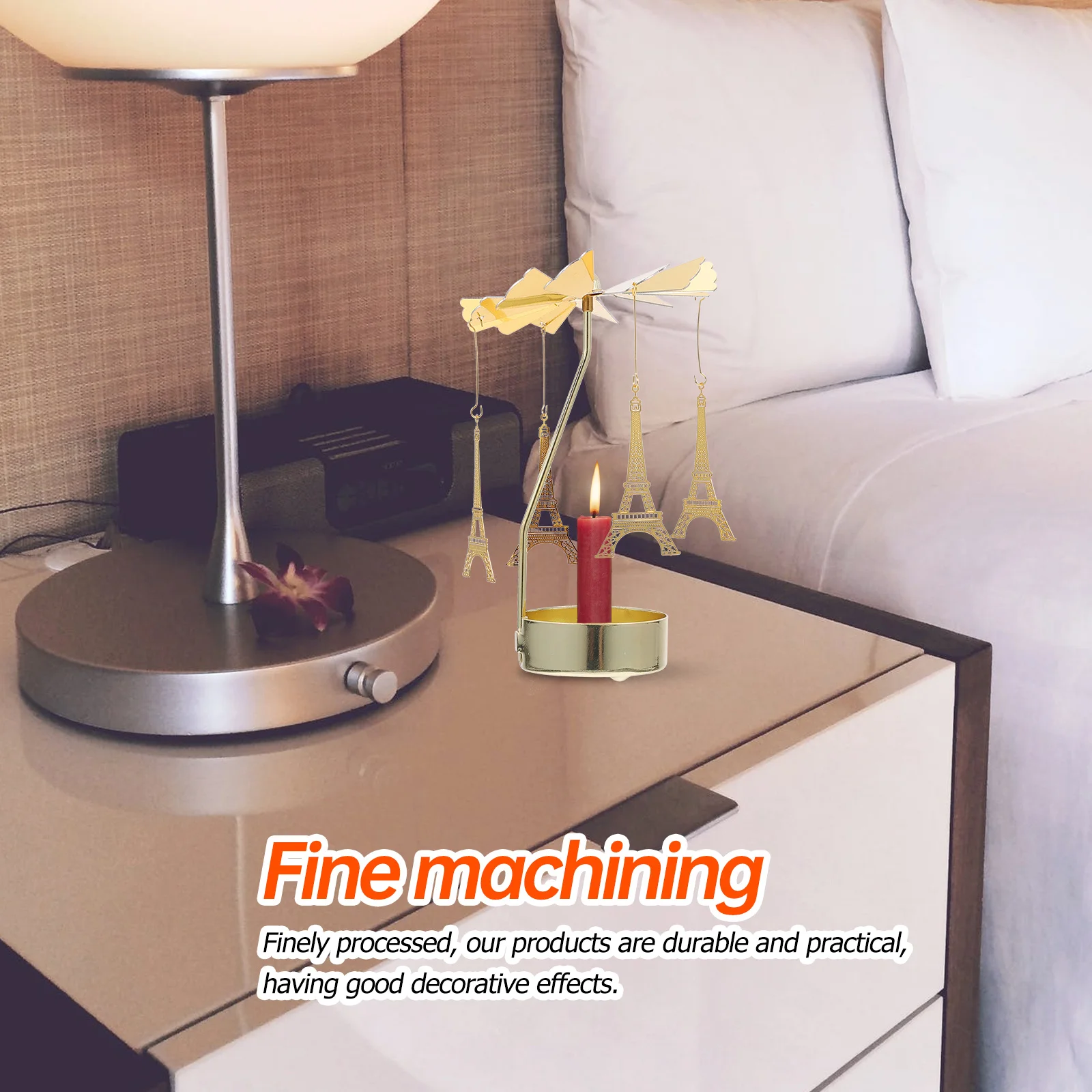 

1Pcs Rotating Candlestick Decorative Iron Holder Ideal for Christmas Wedding Party Tabletop Display Rack Ornament