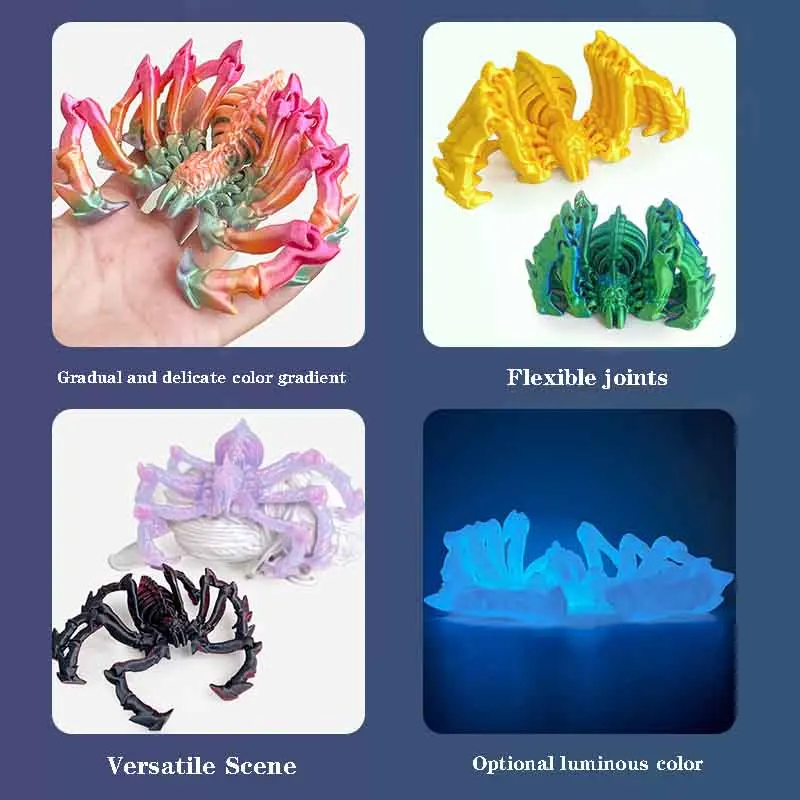 لعبة محاكاة العنكبوت المطبوعة ثلاثية الأبعاد، مفاصل متحركة متعاقد عليها، نموذج إبداعي لتزيين سطح المكتب، هدية زينة