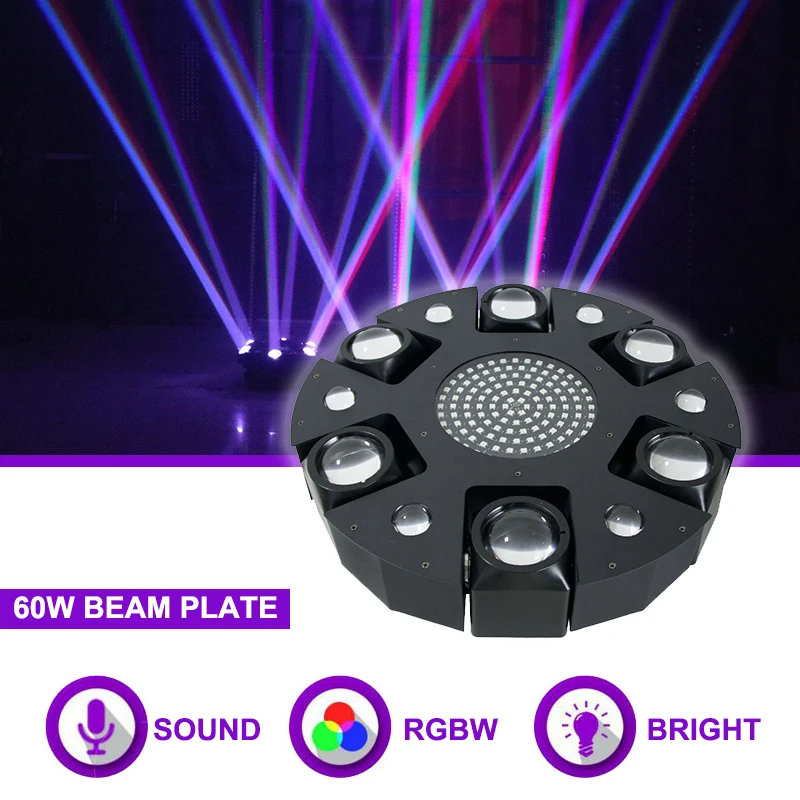 Sunart 60W RGBW Beam Plate 4 in 1 LED Moving Heads Stage Effect Lighting For DJ Disco Night Club Wedding Events Bars DMX Fixture