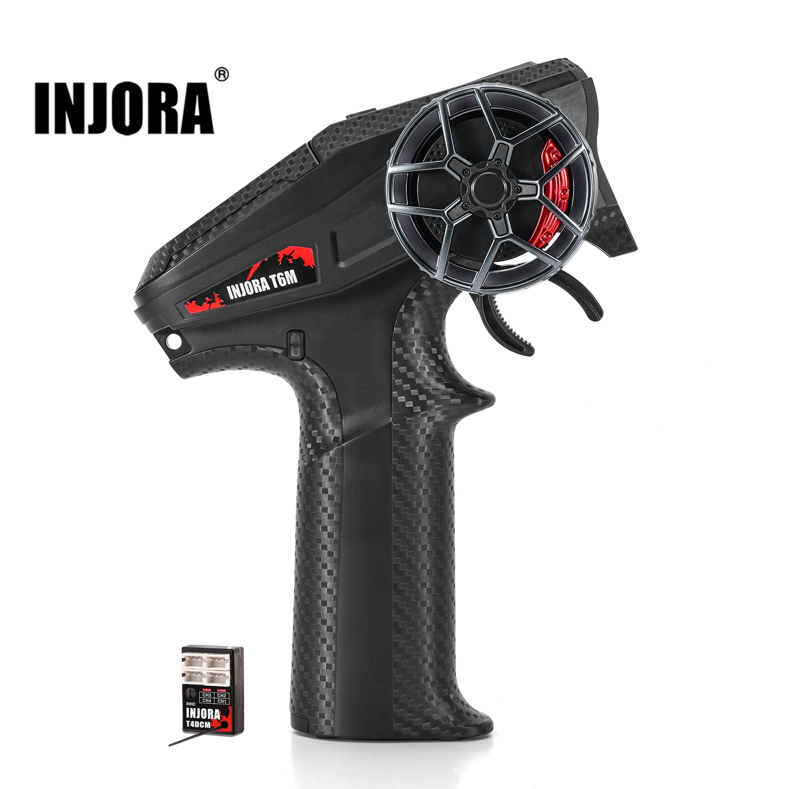 INJORA T6M 2.4GHz Micro Transmitter with Compact Receiver T4DCM for 1/30 1/24 1/18 RC Car