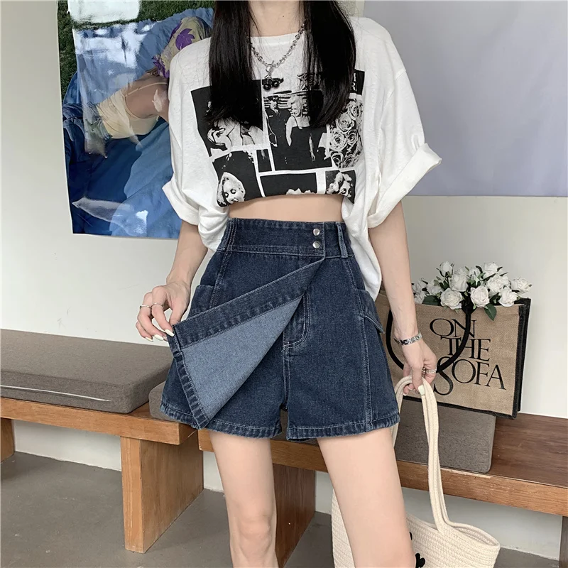 Women\'s 5XL Y2K Vintage Denim Dress Oversized High Waist Mini A-line Denim Short Leisure Summer Skirt Pants Korean Style 2023