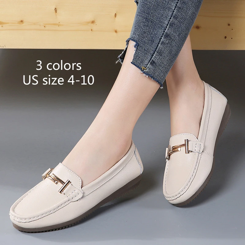 2CM Large Size Flats Genuine Leather Round Toe Lace Up Oxford Shoes Women Platform Loafers Small White Shoes Wholesale